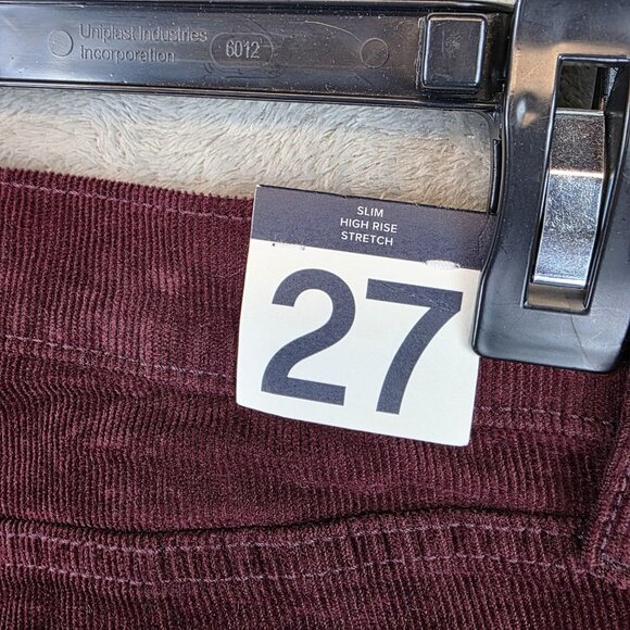 GAP Corduroy Pants Womens 27/4 Short Dark Maroon Vintage Slim High Rise Stretch - Picture 10 of 14